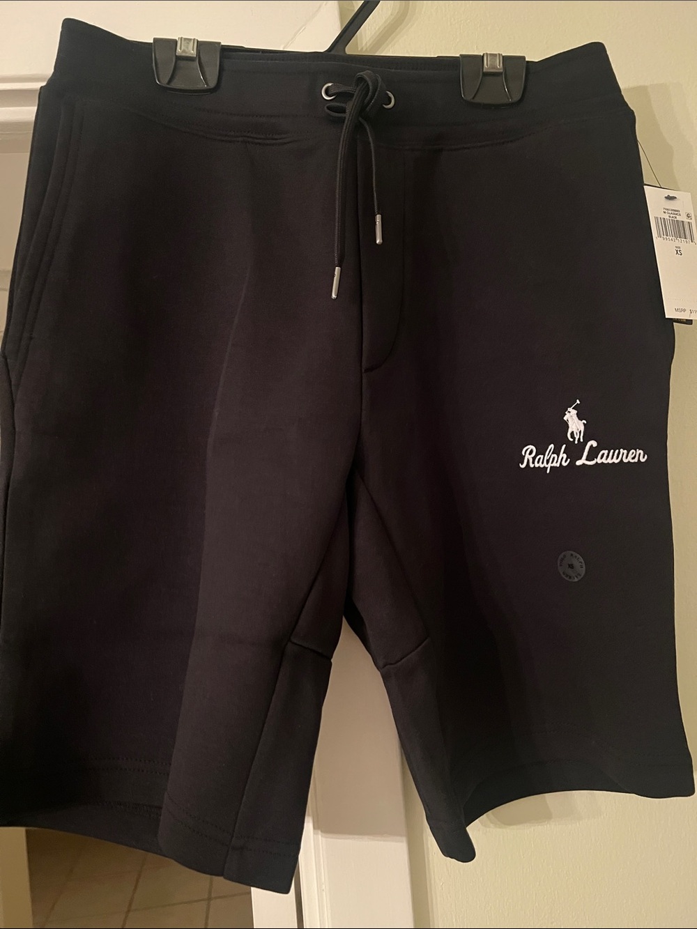Ralph Lauren Black Athletic Drawstring Shorts with White Logo